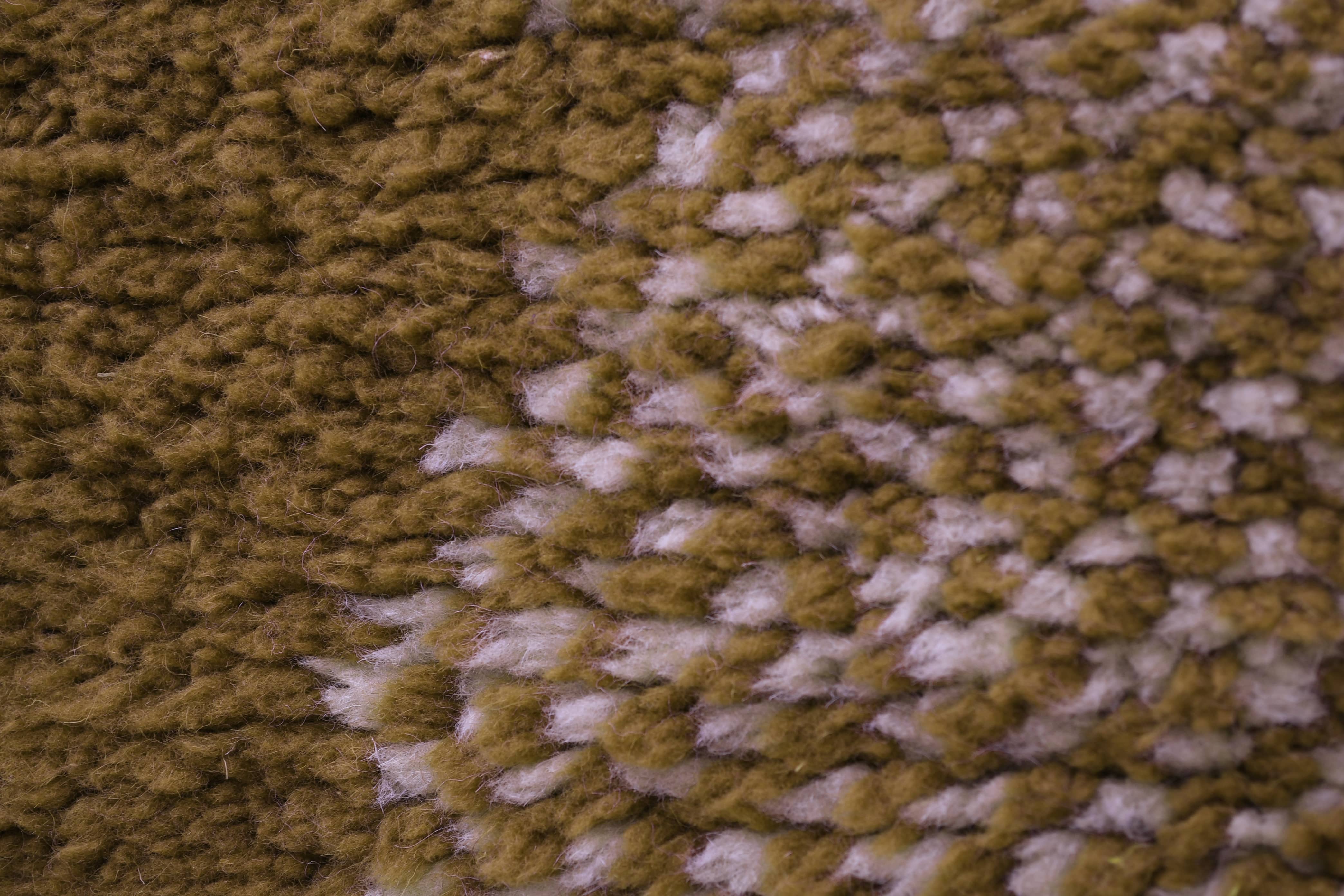 Moroccan Rug Handmade Wool 7x10 - Olive Green Neutral Modern Boho Area Rug for Living Room Bedroom - Mrirt Berber