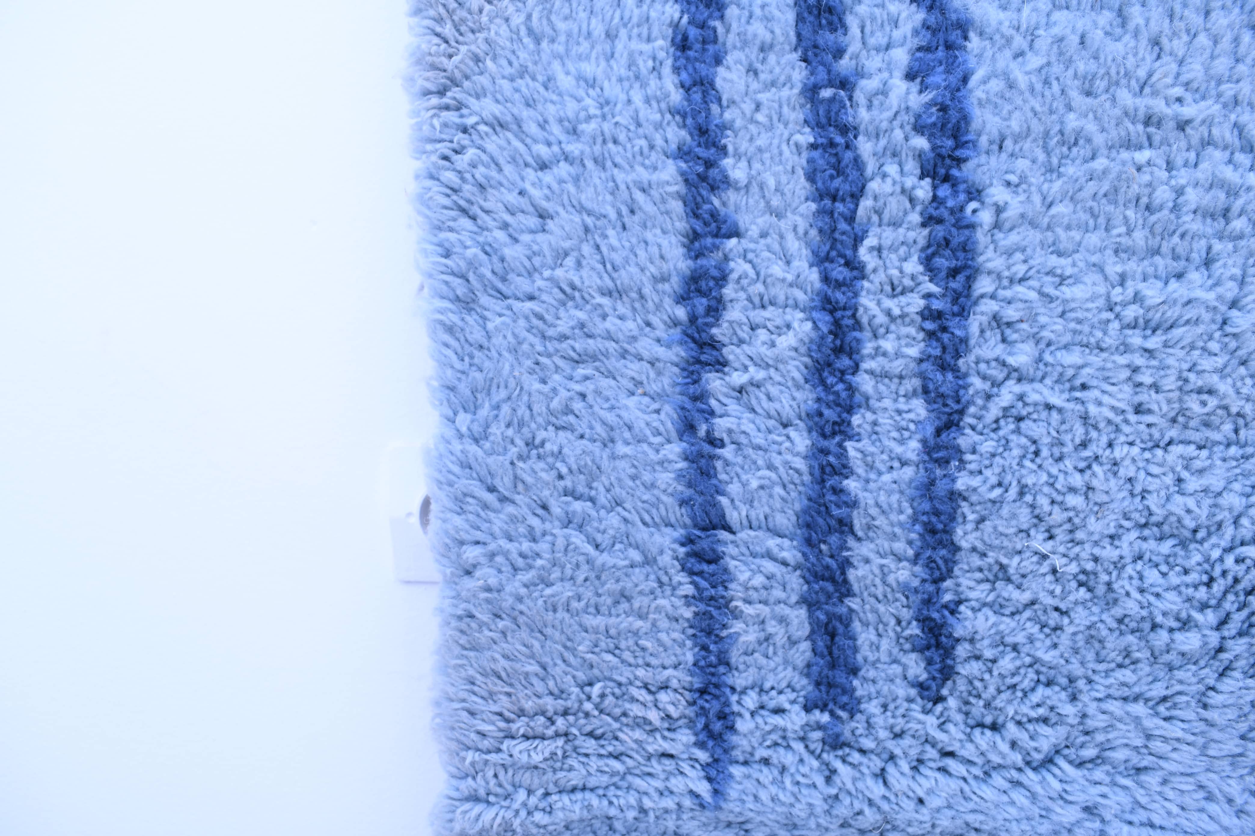 Moroccan Rug Handmade Wool 7x10 - Blue Minimalist Modern Area Rug for Living Room Bedroom - Authentic Mrirt Berber