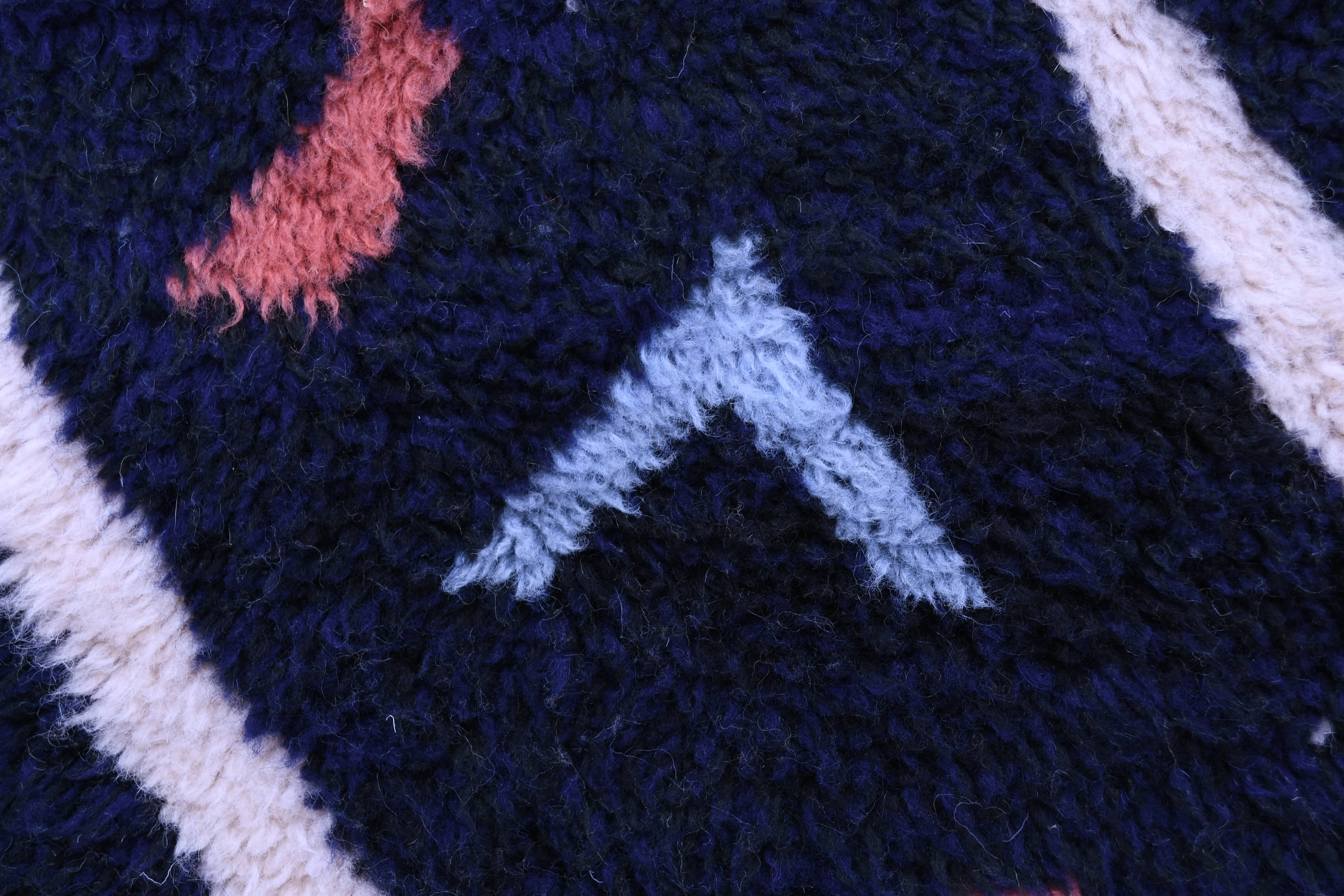 Moroccan Rug Handmade Wool 6x10 - Navy Blue Yellow Modern Boho Area Rug for Living Room Bedroom - Mrirt