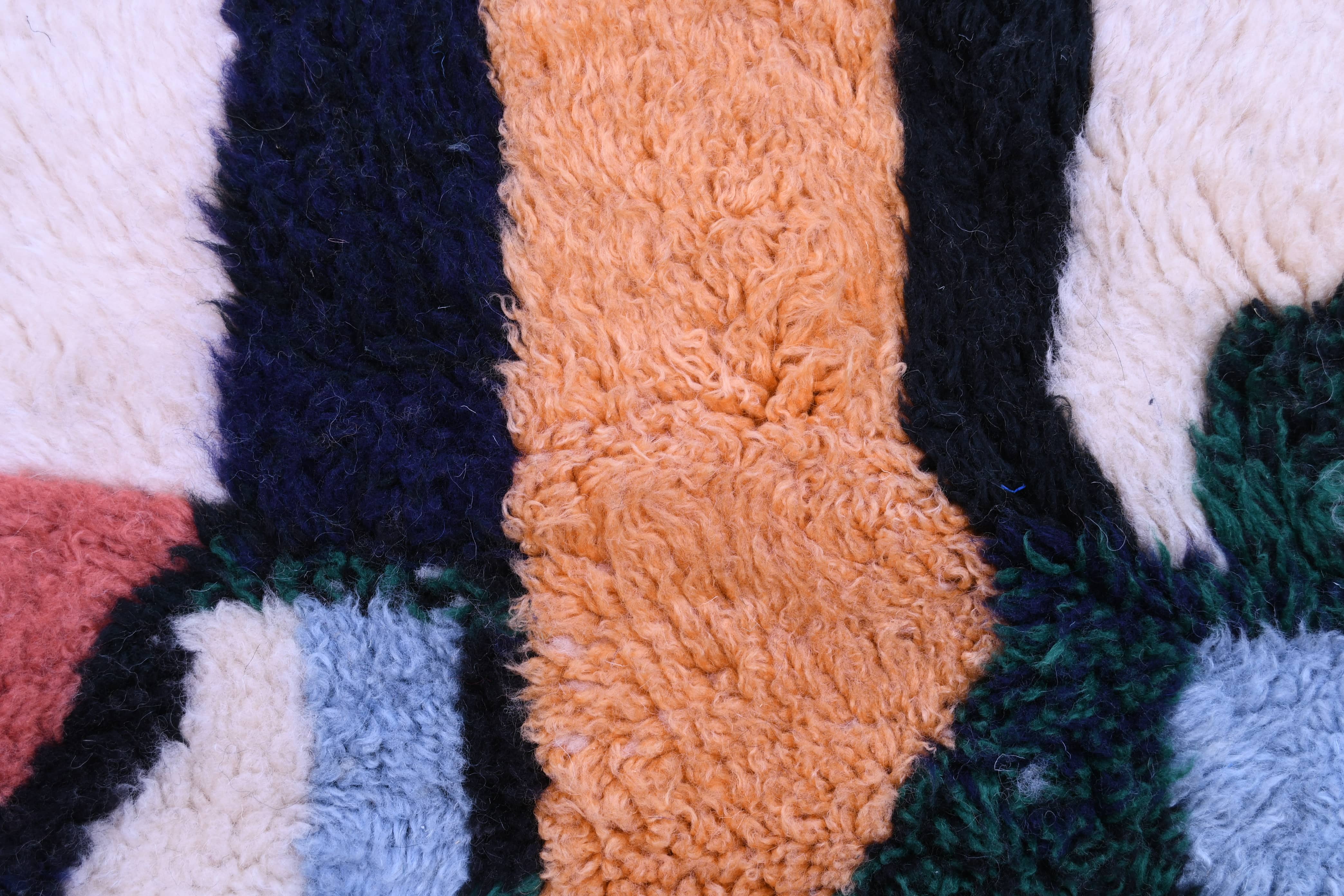 Moroccan Rug Handmade Wool 6x10 - Navy Blue Yellow Modern Boho Area Rug for Living Room Bedroom - Mrirt