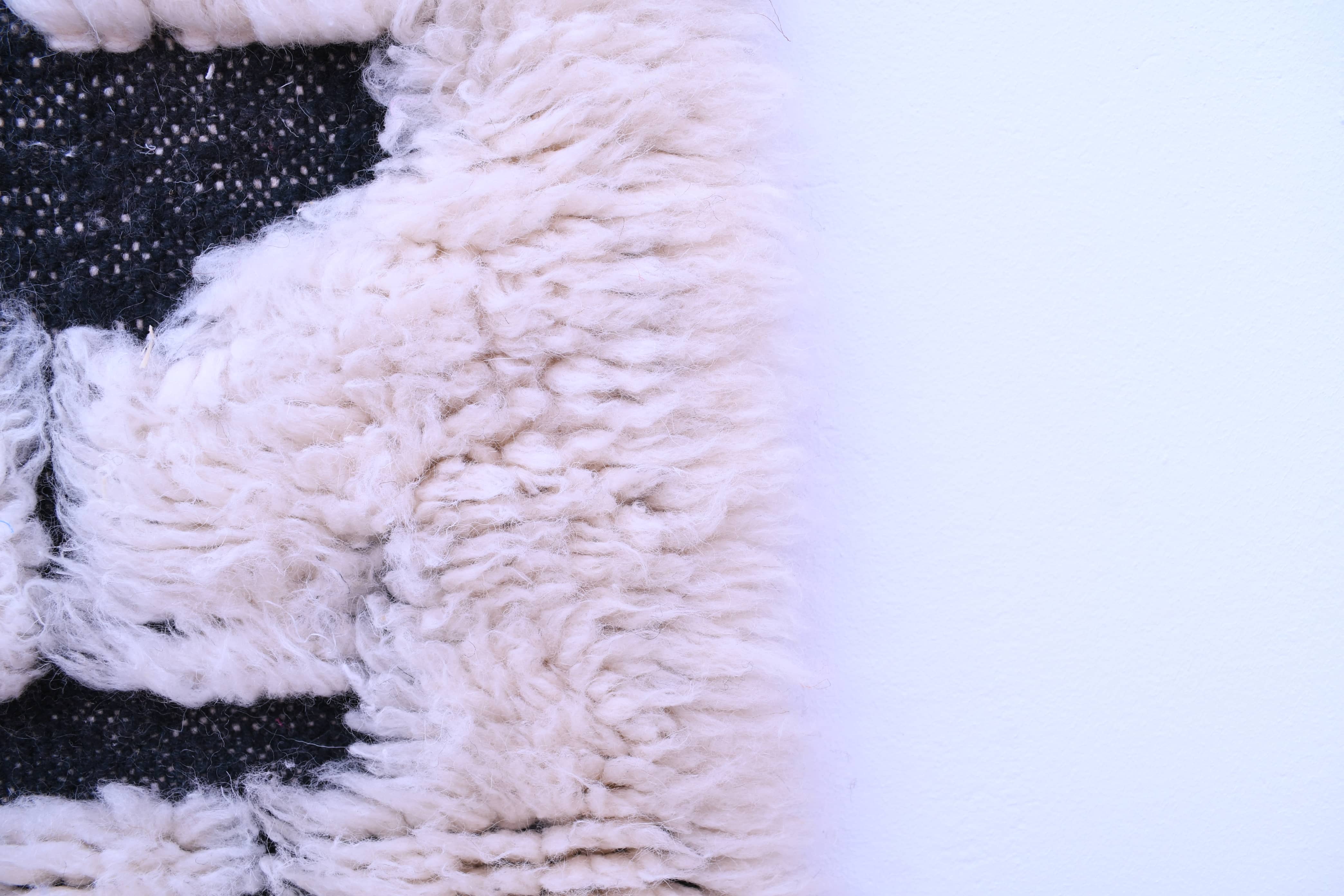 Moroccan Rug Handmade Wool 8x6 - Ivory Black Minimalist Boho Area Rug for Living Room Bedroom - Mrirt