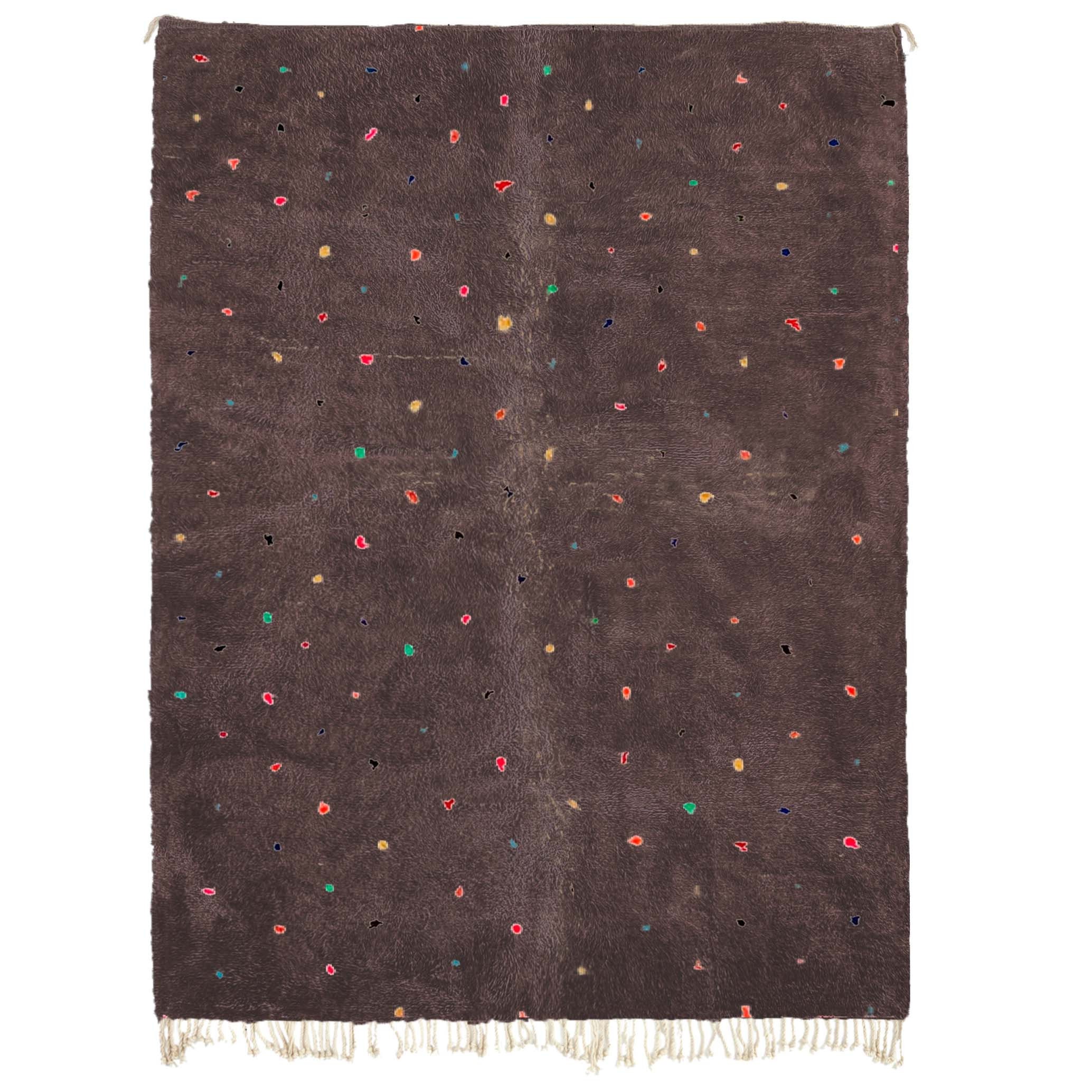 Moroccan Rug Handmade Wool 8x10 - Dark Brown Neutral Boho Area Rug for Living Room Bedroom - Mrirt Berber